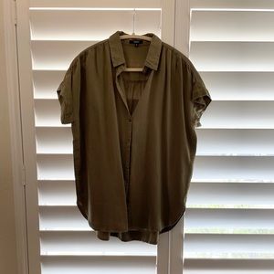 Quince Vintage Wash Tencel Camp Shirt Olive size S